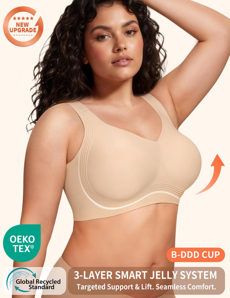 PoseFree Wireless Bras for Women Pack Full Coverage Comfortable & Supportive No Underwire Back Smoothing Everyday Bra Set - Image 2