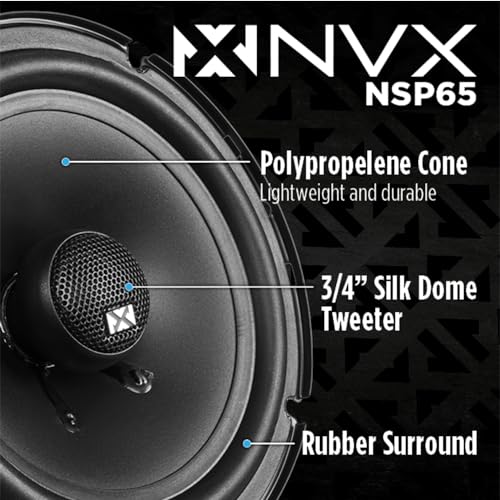 NVX® NSP65 6.5" Car Speakers, 540W Max, 180W RMS, 2-Way Coaxial w/Silk Dome Tweeters & Built-in X-Overs, Easy to Install in Cars/Trucks/Doors (Pair) - Image 2