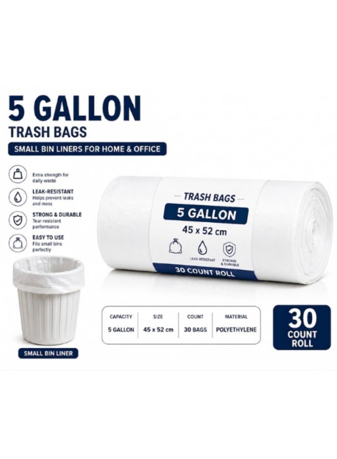 AMM 5 Gallon Trash Bags 60 Count (2 Rolls x 30 Bags) – Small Garbage Bags for Home, Office & Bathroom Bins – Strong Leakproof Bin Liners, 45 x 52 cm - Image 3