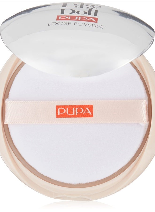 PUPA Milano Like A Doll Invisible Loose Face Powder - Gives Skin A Natural, Radiant Glow - Minimizes Fine Lines And Blemishes - Perfectly Blends With Skin - Long Lasting - 001 Light Beige - 0.32 Oz - Image 1