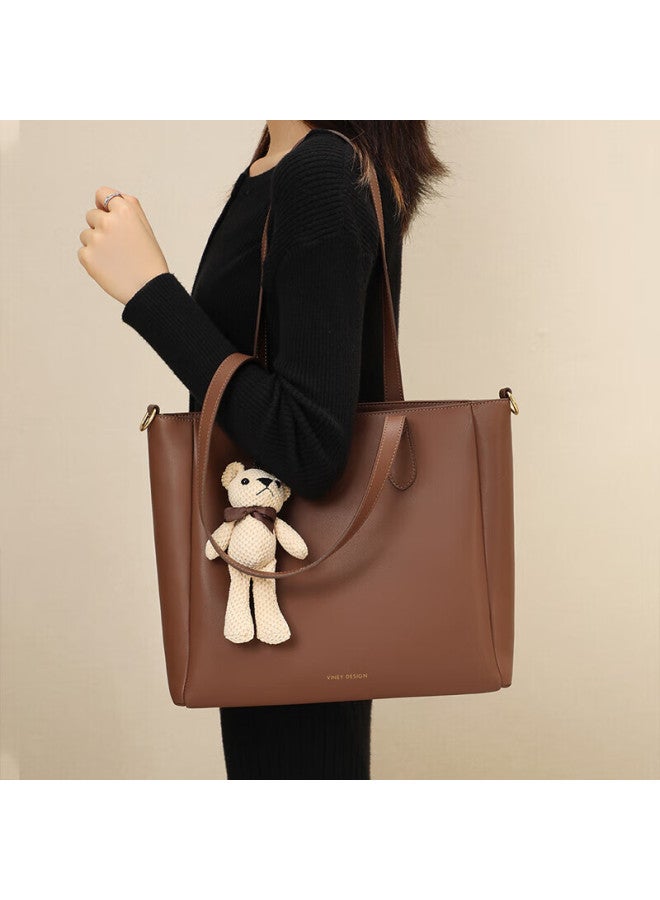 Viney Leather Handbag, Women's Large Capacity Tote Bag, Light Luxury Crossbody Shoulder Bag, Practical Birthday And Mother's Day Gift For Mom - Image 2