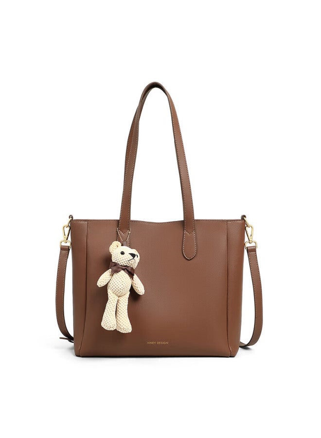 Viney Leather Handbag, Women's Large Capacity Tote Bag, Light Luxury Crossbody Shoulder Bag, Practical Birthday And Mother's Day Gift For Mom - Image 3