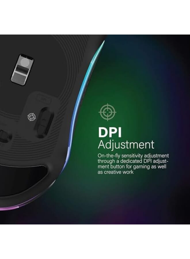 VERTUX Phoenix Gaming Mouse Transparent Top Cover 12000 Dpi Optical Sensor For High Precision Non Slip Grid 5 Programmable Buttons 20 Million Clicks 1000 Hz Polling Rate - Image 4