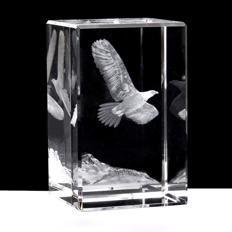 SHTWX 3D Eagle Paperweight(Laser Etched) in Crystal Glass Cube Birthday/Christmas Gifts(No Included LED Base)(3.1x2x2 Inch) - Image 3
