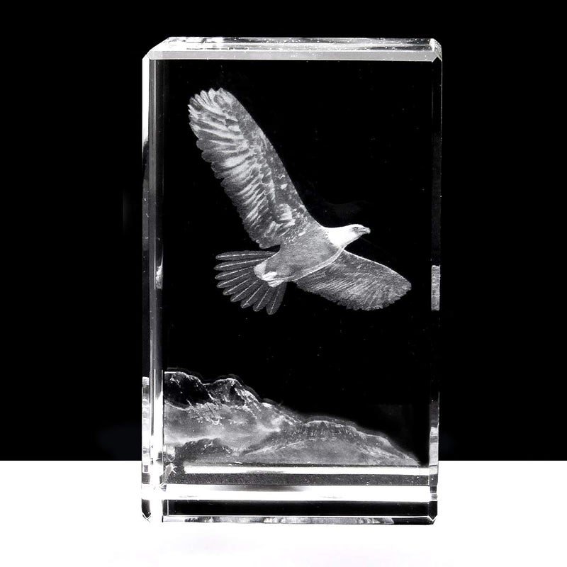 SHTWX 3D Eagle Paperweight(Laser Etched) in Crystal Glass Cube Birthday/Christmas Gifts(No Included LED Base)(3.1x2x2 Inch) - Image 1