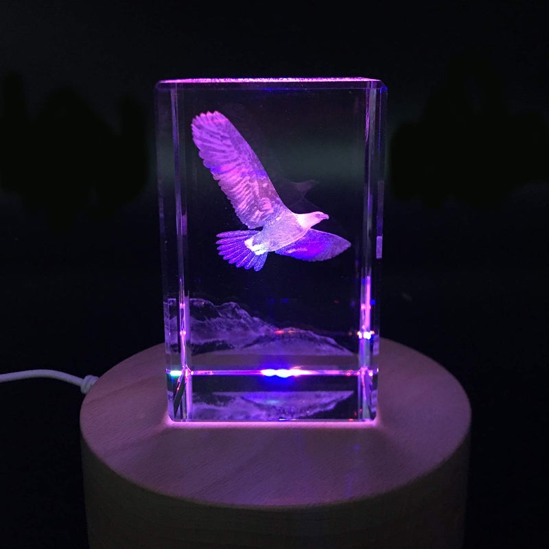 SHTWX 3D Eagle Paperweight(Laser Etched) in Crystal Glass Cube Birthday/Christmas Gifts(No Included LED Base)(3.1x2x2 Inch) - Image 4