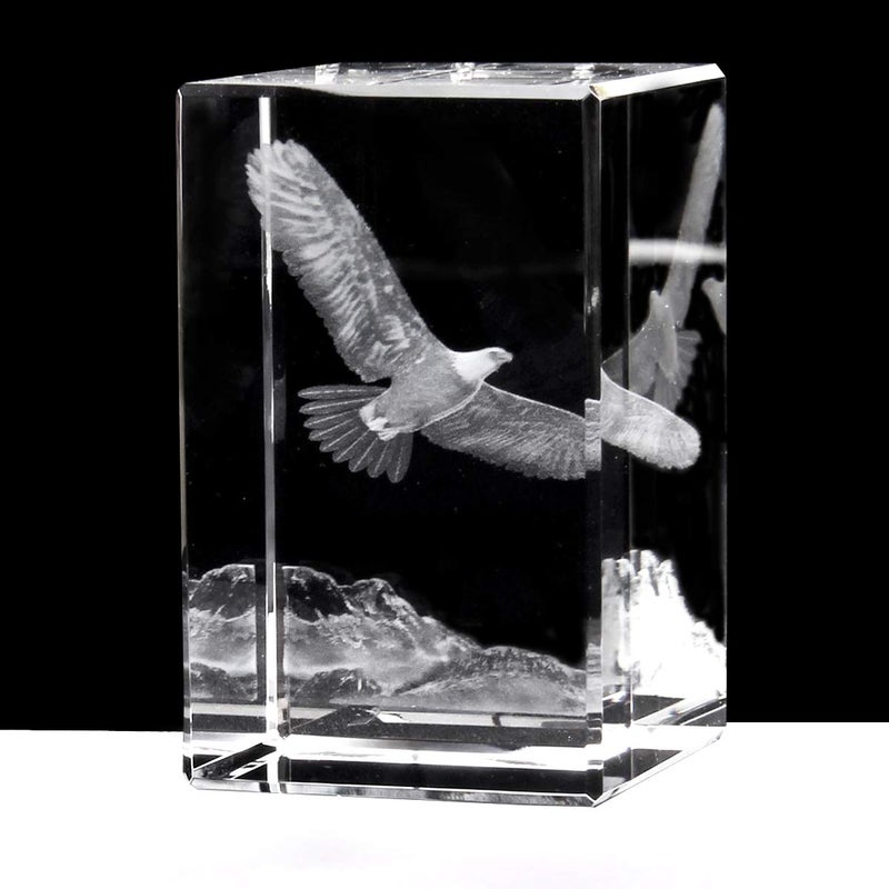 SHTWX 3D Eagle Paperweight(Laser Etched) in Crystal Glass Cube Birthday/Christmas Gifts(No Included LED Base)(3.1x2x2 Inch) - Image 2