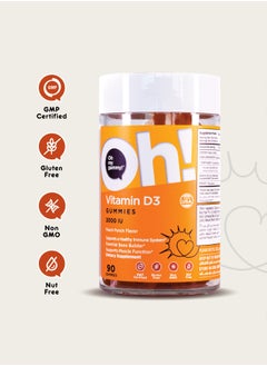 Oh My Oh Vitamin D3 Gummies - Supplement For Healthy Immune System, Bones And Muscles Function - 90 Gummies  - Image 2