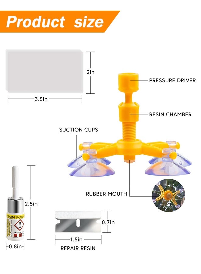 Car Windshield Repair Kit - Windshield Chip Repair Kit with Windshield Repair Resin for Fix Auto Glass Windshield Crack Chip Scratch - Image 2