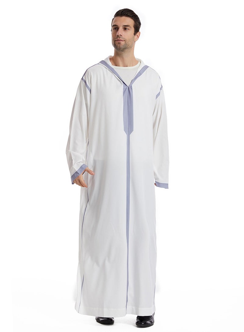 NIBEMINENT عباءة رجال مسلمين مطرزة متوسطة الطول للعبادة، رداء تراثي، بونشو مسلم، عباءة عربية، ملابس عربية، ملابس رسمية، ملابس خارجية أنيقة - Image 3
