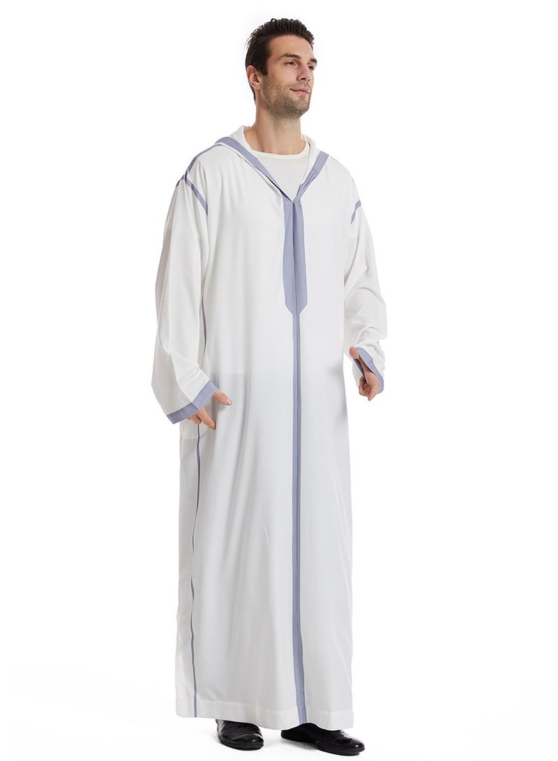 NIBEMINENT عباءة رجال مسلمين مطرزة متوسطة الطول للعبادة، رداء تراثي، بونشو مسلم، عباءة عربية، ملابس عربية، ملابس رسمية، ملابس خارجية أنيقة - Image 4