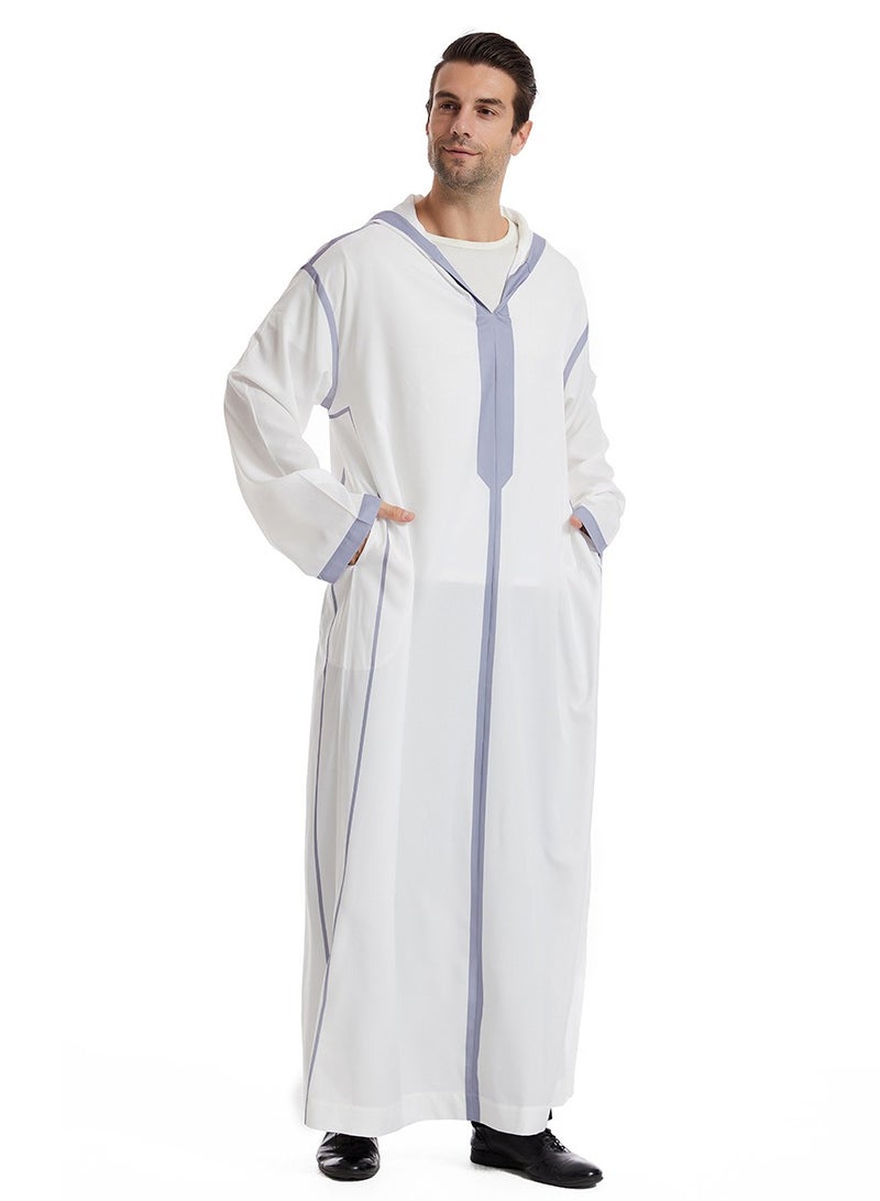 NIBEMINENT عباءة رجال مسلمين مطرزة متوسطة الطول للعبادة، رداء تراثي، بونشو مسلم، عباءة عربية، ملابس عربية، ملابس رسمية، ملابس خارجية أنيقة - Image 5