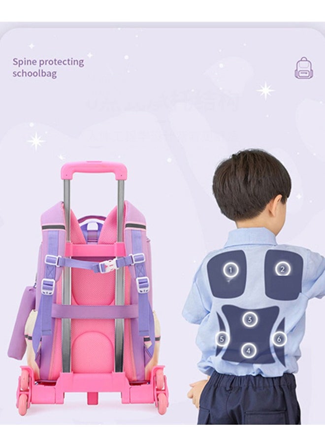 CityRiya-Long - Rolling Backpack Travel Trolly BookBag School Wheeled Backpack for Boys Girls Kids Luggage School Bag with Wheels Trolley Backpack - Image 1