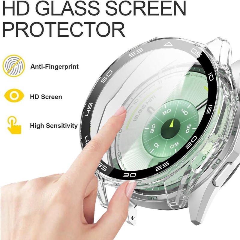 SJet Case for Huawei Watch GT6 46mm Hard PC Case with Tempered Glass Screen Protector with Bumper Guard Protective Cover For Huawei GT 6 46mm (Clear) - Image 3