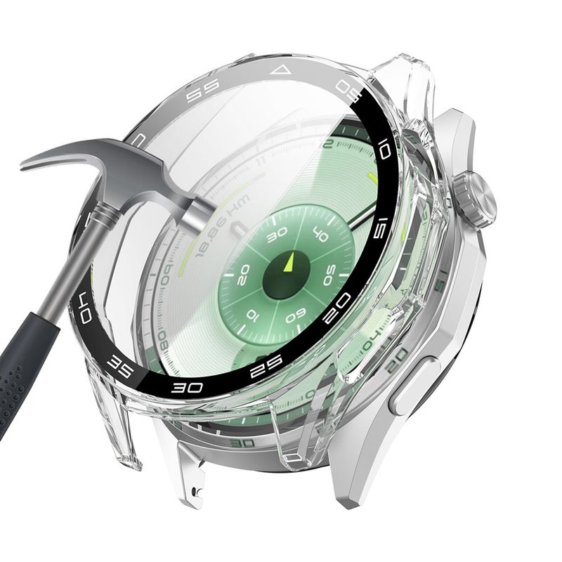 SJet Case for Huawei Watch GT6 46mm Hard PC Case with Tempered Glass Screen Protector with Bumper Guard Protective Cover For Huawei GT 6 46mm (Clear) - Image 1