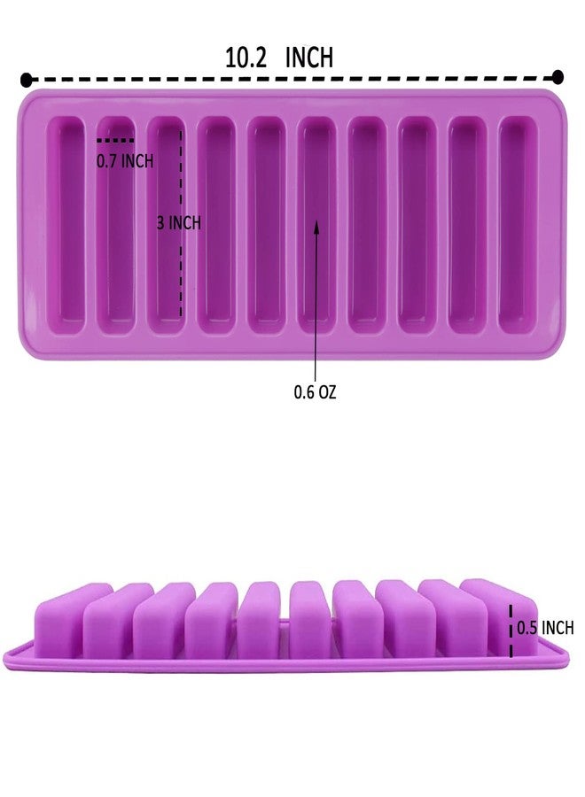 Minchsrin Silicone Ladyfingers mold Chocolate molds Non-Stick For Cookies Candy Crayon Candle Soap Ice Cube Tray Set of 2 (purple) - Image 2