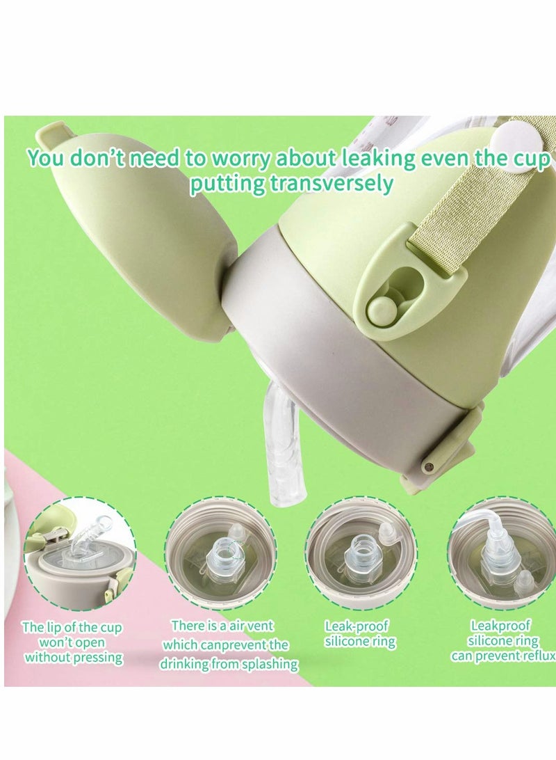 KASTWAVE كوب شرب للأطفال من 6-12 شهر، كوب شرب مقاوم للتسرب، قشة لزجاجة ماء الأطفال مع فوهة سيليكون ناعمة للأطفال، خالي من BPA، 300 مل، زجاجة شرب بلاستيكية مقاومة للتسرب مع مقبض - Image 4