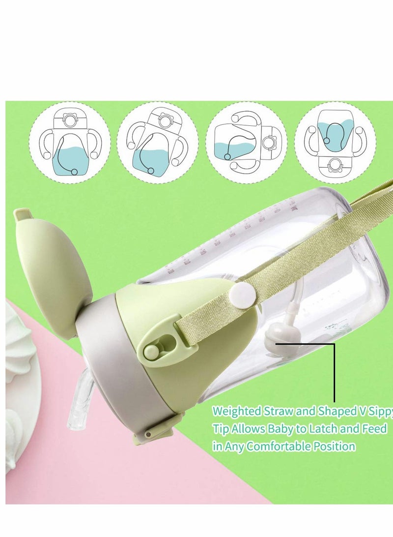KASTWAVE كوب شرب للأطفال من 6-12 شهر، كوب شرب مقاوم للتسرب، قشة لزجاجة ماء الأطفال مع فوهة سيليكون ناعمة للأطفال، خالي من BPA، 300 مل، زجاجة شرب بلاستيكية مقاومة للتسرب مع مقبض - Image 3
