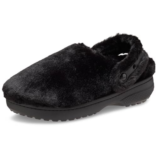 Crocs UnisexAdult Classic Unfurgettable Clogs Fuzzy Slippers Black 11 Women9 Men - Image 1