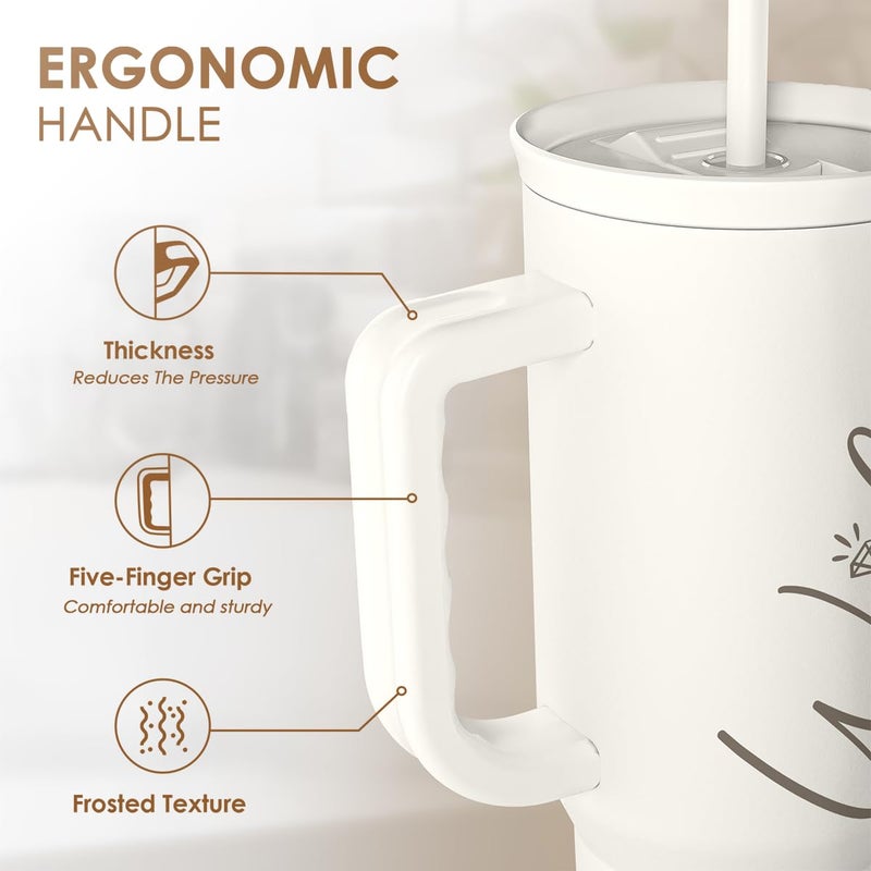 SANDJEST Gift for Wife from Husband â€“ 40oz Insulated Stainless Steel Tumbler with Handle and Straw, Gifts for Anniversary, Birthday, Christmas, Valentine, Coffee Travel Mug - Image 3
