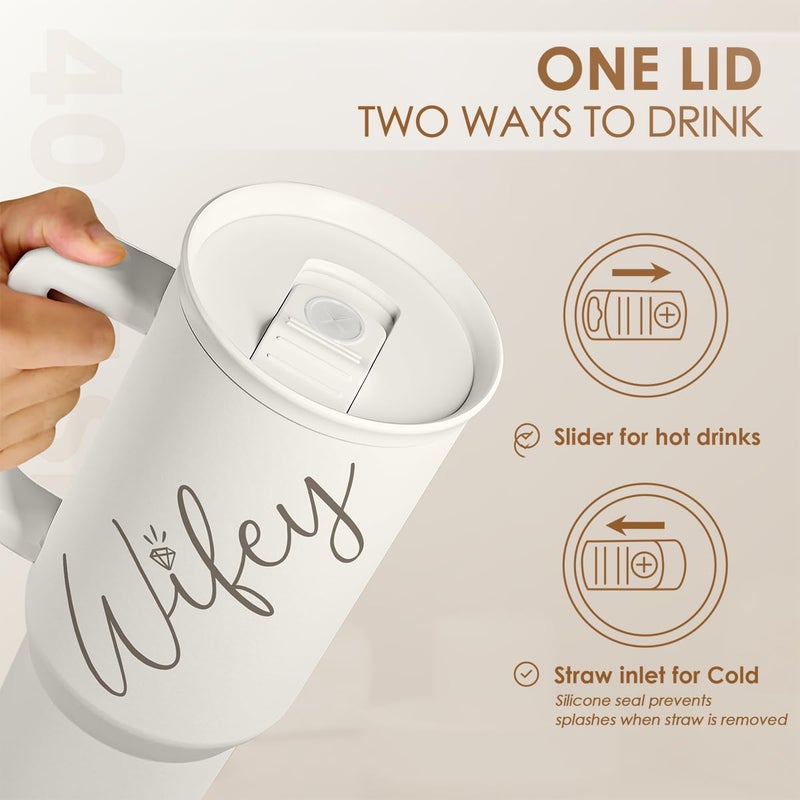 SANDJEST Gift for Wife from Husband â€“ 40oz Insulated Stainless Steel Tumbler with Handle and Straw, Gifts for Anniversary, Birthday, Christmas, Valentine, Coffee Travel Mug - Image 4