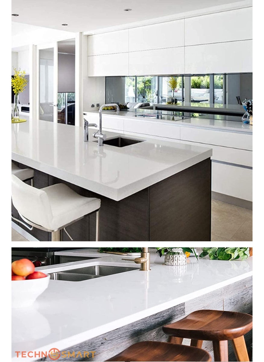 Technosmart 60X300CM White Glitter Self Adhesive Glossy Wallpaper Kitchen Bathroom Cabinet Covering  - Image 1