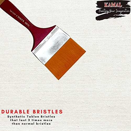 Kamal فرشاة طلاء مسطحة (تشابتا) كمال ذهبية من شعر تاكلون الصناعي - 75 مم (3 بوصات) - Image 2