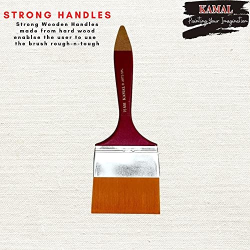 Kamal فرشاة طلاء مسطحة (تشابتا) كمال ذهبية من شعر تاكلون الصناعي - 75 مم (3 بوصات) - Image 4