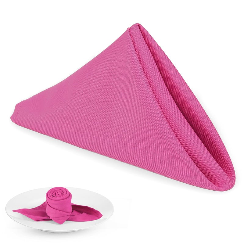 PLOYMONO Fuchsia Heavy Duty Cloth Napkins 17 x 17 Inch Solid Washable Polyester Dinner Napkins Set of 8 Napkins with Hemmed Edges Great for Weddings Parties Banquet Spring Mothers Day
