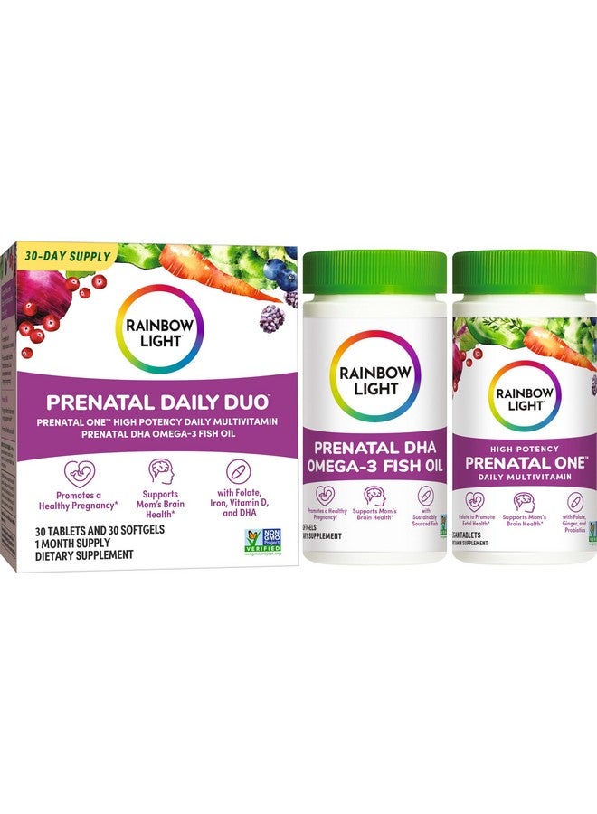 Rainbow Light Rainbow Light Prenatal Daily Duo Multivitamin Kit, With Prenatal One Daily Multivitamin and Prenatal DHA Omega-3 Fish Oil for Mom's Health and Baby's Development Support, 30 Count - Image 1