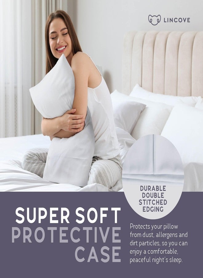 لينكوف غطاء وسادة لينكوف من الساتان القطني 100% - قطن فاخر بعدد خيوط 500 | غطاء وسادة ناعم ومتين، جديد ومُحسّن، مقاس كينج، 20 بوصة × 36 بوصة - يتضمن غطاء وسادة واحد - Image 3
