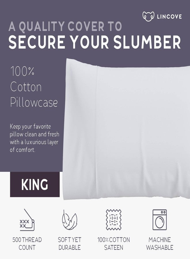 لينكوف غطاء وسادة لينكوف من الساتان القطني 100% - قطن فاخر بعدد خيوط 500 | غطاء وسادة ناعم ومتين، جديد ومُحسّن، مقاس كينج، 20 بوصة × 36 بوصة - يتضمن غطاء وسادة واحد - Image 2
