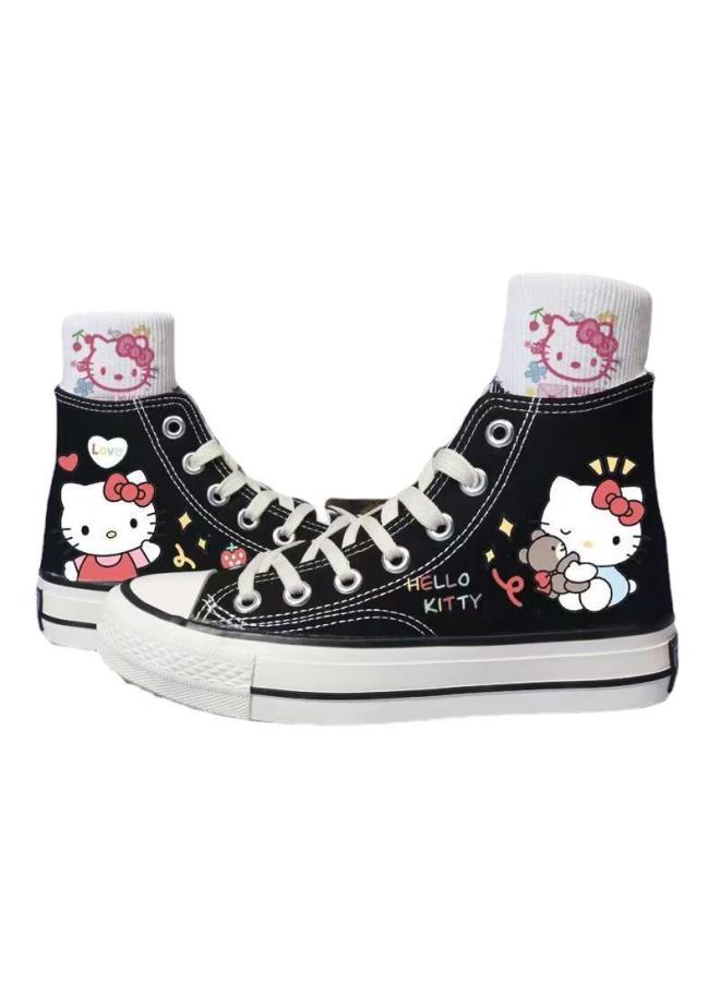 SHAKA Cute Cartoon Pattern Kt Cat Print Canvas Shoes Student Sports Shoes Flat Shoes Girls Cute Shoes - Image 5