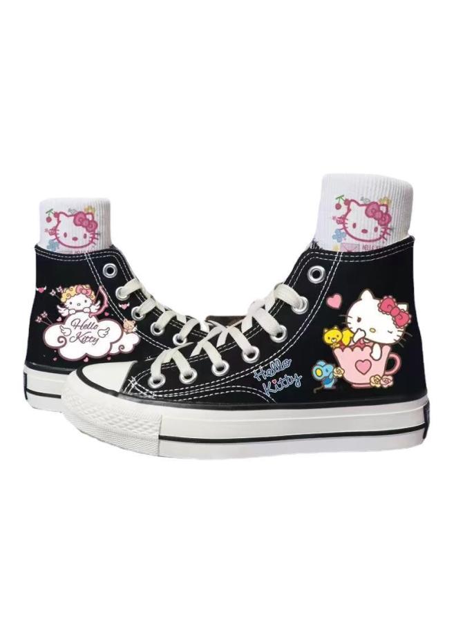 SHAKA Cute Cartoon Pattern Kt Cat Print Canvas Shoes Student Sports Shoes Flat Shoes Girls Cute Shoes - Image 4