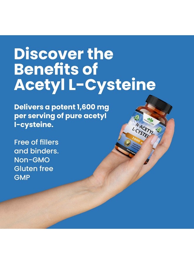 NaturaLife Labs N-Acetyl-L-Cysteine (NAC) 1600 mg Immune Support & Antioxidants*, Free-Radicals, Free Form, Exercise Performance - 100 Veggie Capsules - Image 4