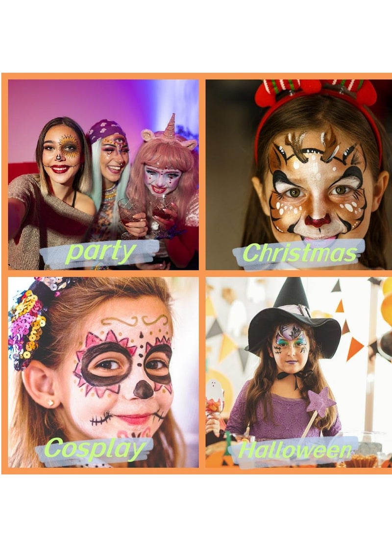Generic Face Painting Kit for Kids Party- 16 Water Based Non-Toxic Sensitive Skin Paints with Stencils, 2 Painted Stick,  Makeup Kit - Safe and Easy to Use Face Paint Kit for Kids  - Image 3