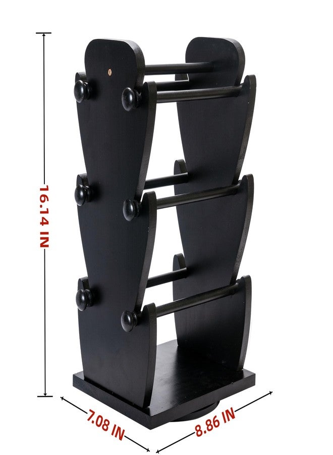 humberboat Two-Sided Rotating Wooden Jewelry Bracelet Holder Stand - 3-Tier Display with 6 Removable Bars for Bracelets, Bangles, Watches & Accessories - Black Wooden Organizer for Home or Retail Showcase - Image 5