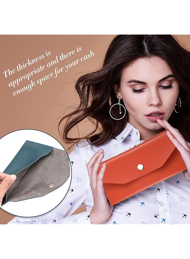 erorex 3 Pieces Cash Envelopes Bag Pu Leather Cash Money Pouch Cash Wallet Envelope Reusable For Spring Festival Wedding Birthday Graduation Holidays Black Orange Dark Green One Size  - Image 2