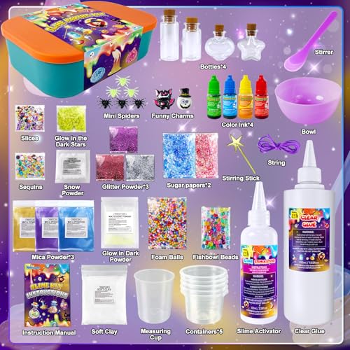 YOPINSAND طقم صنع سلايم DIY للفتيات طقم سلايم ساحر مجرة للأطفال طقم صنع سلايم الجرع مع إضافات كرات رغوية متلألئة سحرية هدايا ألعاب للأولاد والبنات 312 - Image 5