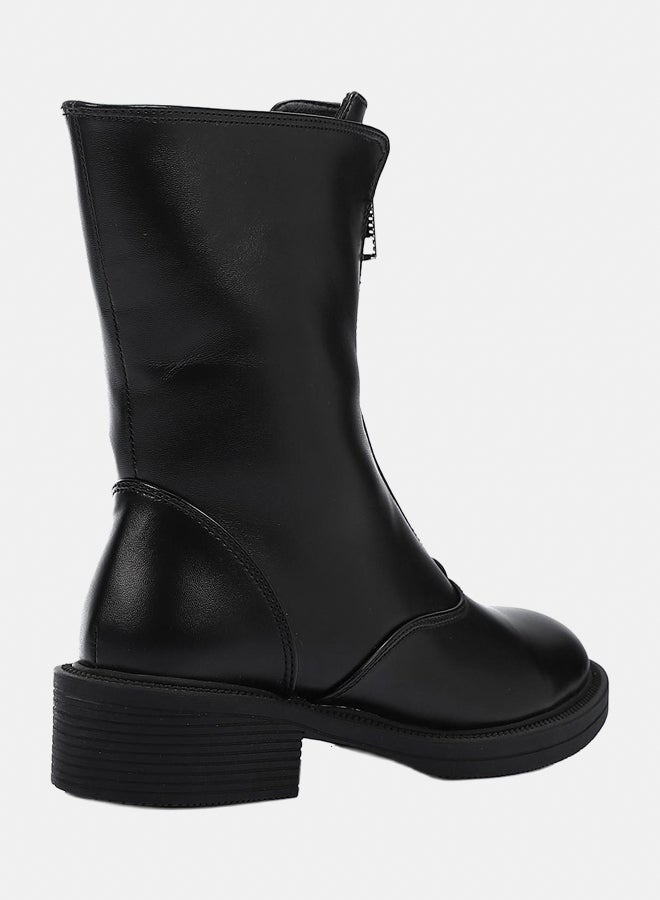 XO Style Leather Boot - Black - Image 3