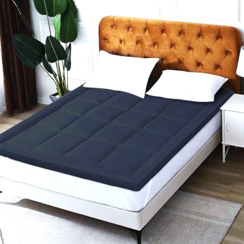 AJISH Ultra Soft Microfiber Mattress Topper Super King Size 84X78 | 2" Inch Thickness | Back & Neck Support | 4 Corner Elastic Band Upto 10" Inch | Machine Washable (Black, 6.5 X 7 Feet) - Image 2