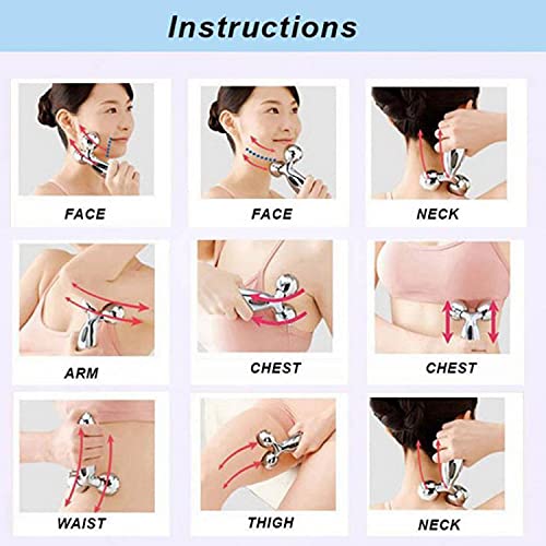 Concepta 3D Manual Roller Massager 360 Rotate Roller Face Body Massager For Skin Lifting, and Facial Massage, Relaxation and Skin Tightening Tool For Uni-Sex(Silver Color) - Image 2