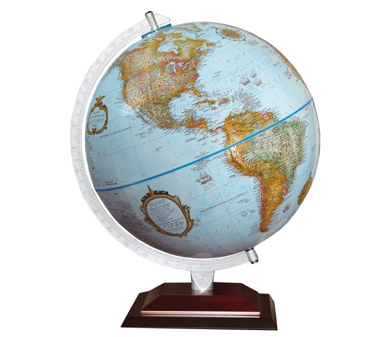 Replogle Aragon Globe 12 Desktop World Globe Raised Relief Uptodate Cartography Smart Intellienabled World Map Made in the USA Blue