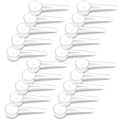 Existing Beauty 20 Measuring Spoons Set with Short Handle - 1 Teaspoon (5 ML) Clear Plastic Scoops for Creatine, Coffee, Grains, Spices, Powders, and Other Dry Goods, BPA Free, Kitchen Tools Measure, Fits in Jars - Image 1