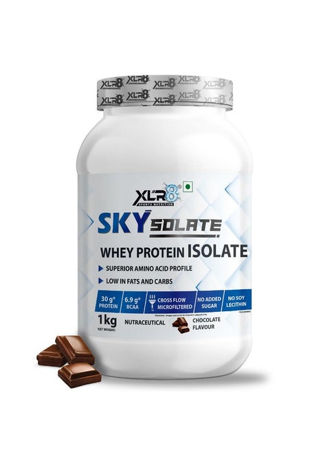 Skysolate Whey Protein Isolate 30G Protein, Bcaa 6.9, Eaa 14.8, Per Serving, No Added Sugar, 28 Servings 1Kg, Chocolate