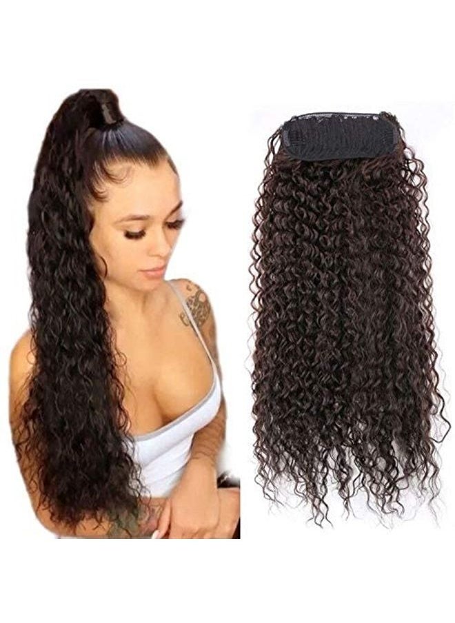 YIBANG 30inch Long Corn Curly Wave Drawstring Ponytail Synthetic High Puff Ponytail Hair Pieces With Comb Clip in Wavy Brown Ponytail Clip in Hair Extensions (#4)  - Image 1