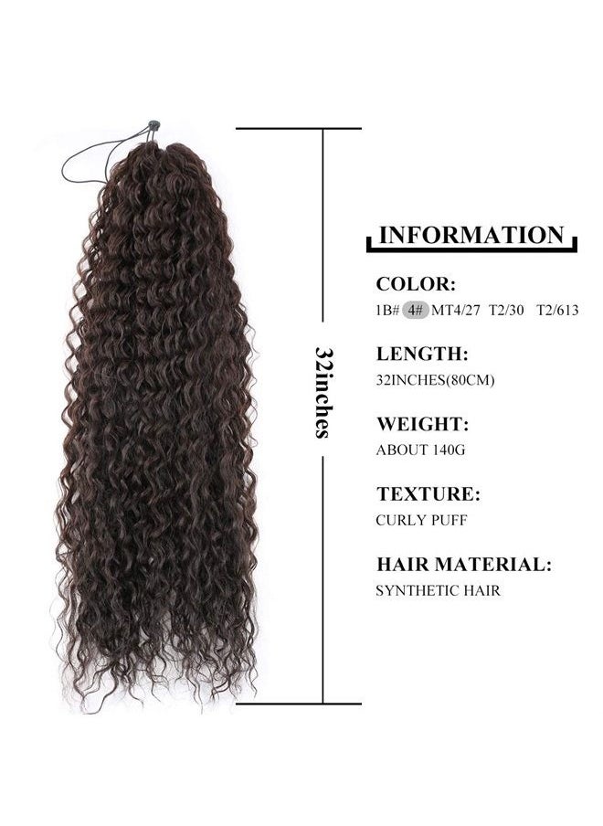 YIBANG 30inch Long Corn Curly Wave Drawstring Ponytail Synthetic High Puff Ponytail Hair Pieces With Comb Clip in Wavy Brown Ponytail Clip in Hair Extensions (#4)  - Image 3