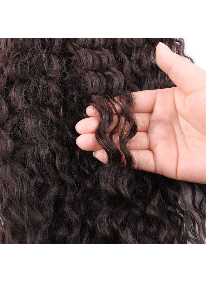 YIBANG 30inch Long Corn Curly Wave Drawstring Ponytail Synthetic High Puff Ponytail Hair Pieces With Comb Clip in Wavy Brown Ponytail Clip in Hair Extensions (#4)  - Image 5