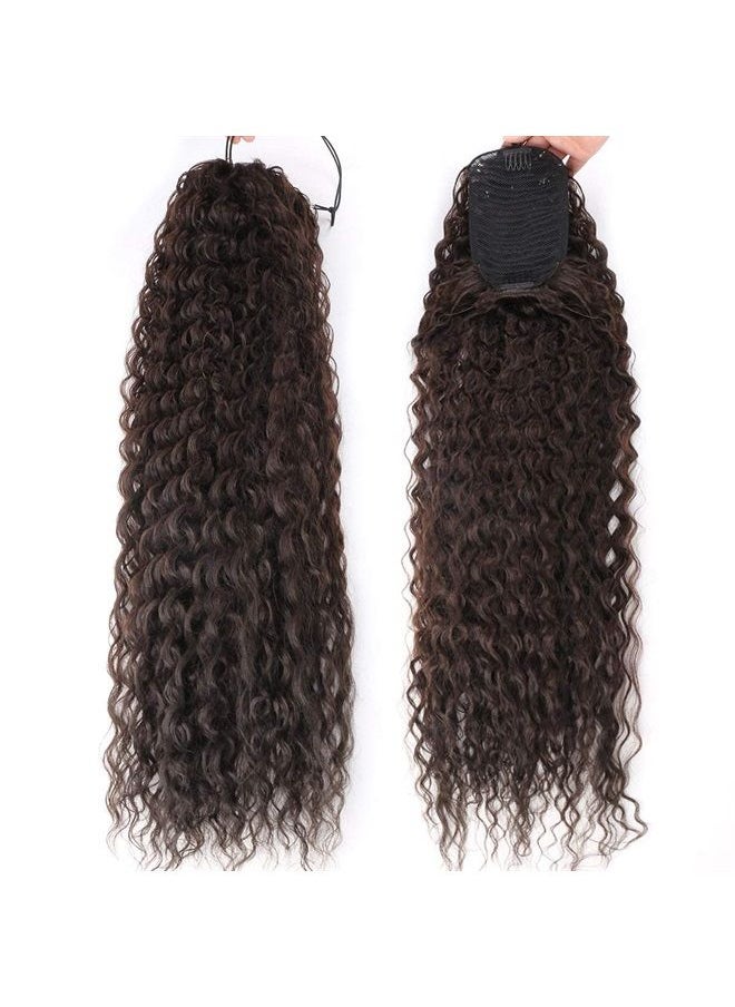 YIBANG 30inch Long Corn Curly Wave Drawstring Ponytail Synthetic High Puff Ponytail Hair Pieces With Comb Clip in Wavy Brown Ponytail Clip in Hair Extensions (#4)  - Image 4