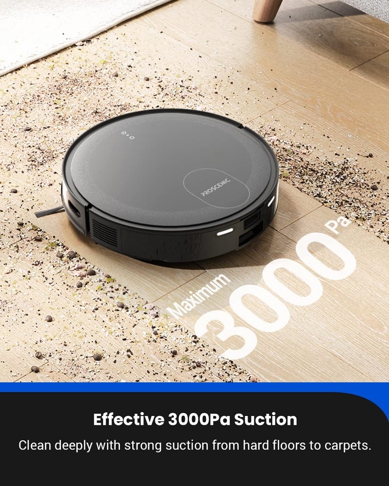 Proscenic X1 Robot Vacuum Cleaner with Mop, 3000pa, integrated LiDAR Navigation Robot with the 2.5L Self-Emptying Technology, APP & Alexa Control for Cleaning Pet Hair/Dust/Hard Floor/Low Pile Carpet - Image 3